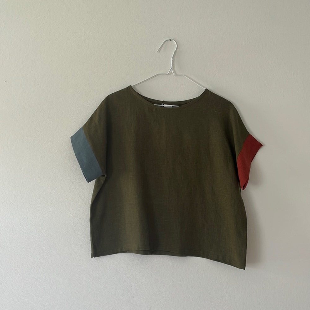 High quality 100% linen boxy top Found Path Goods Market Tee